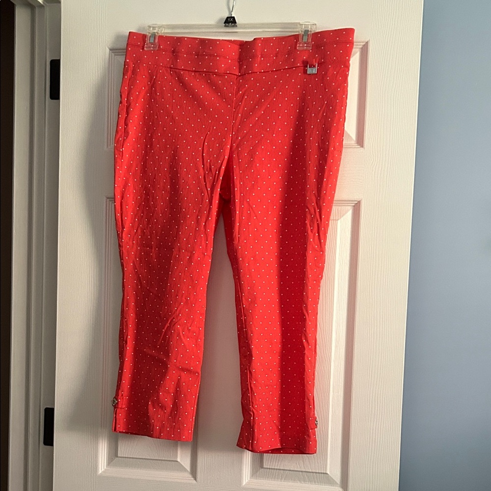 Raphaela by Brax Reddish pink Cropped Pants with White Dots